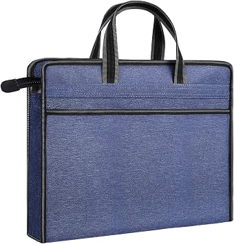 Oxford Zippered Document Bag with Handle File Tote Bag Pouch for Carrying Paper Files Books Filing Folder 1 Pack H-Blue