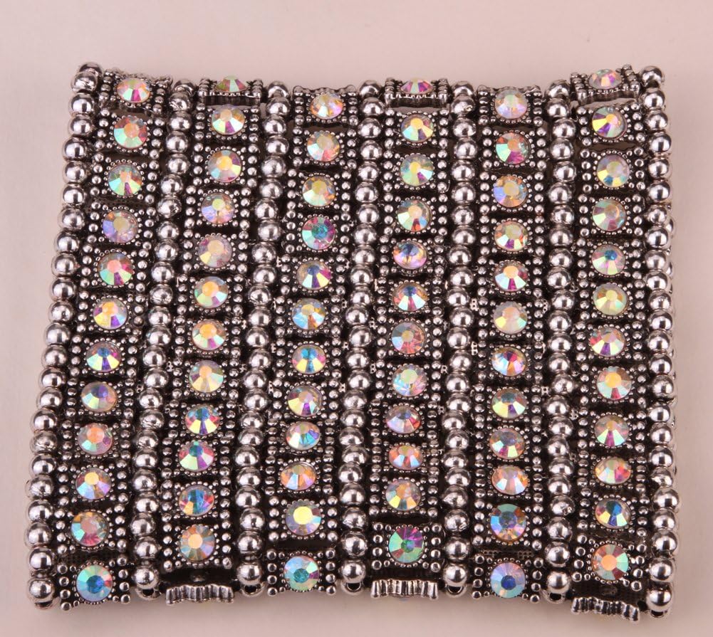 YACQ Women's Multilayer Wide Stretch Cuff Bracelets Fit Various Wrist Sizes - Soft Elastic Band - Lead & Nickle Free - Image 3