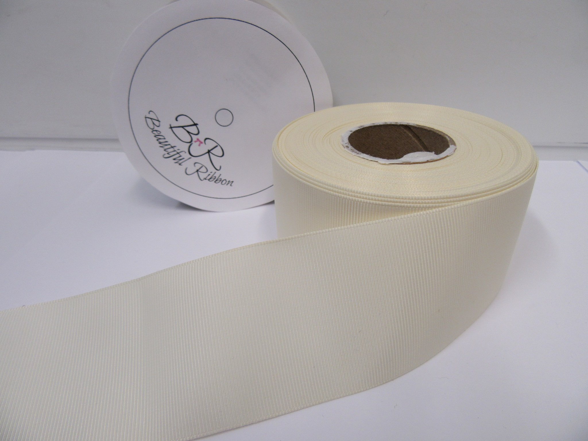 Beautiful Ribbon 1 Full Roll Reel of 50mm x 20 metres Grosgrain Ribbon Ivory Double Sided Ribbed 50 mm 5cm 2" 2 Inch