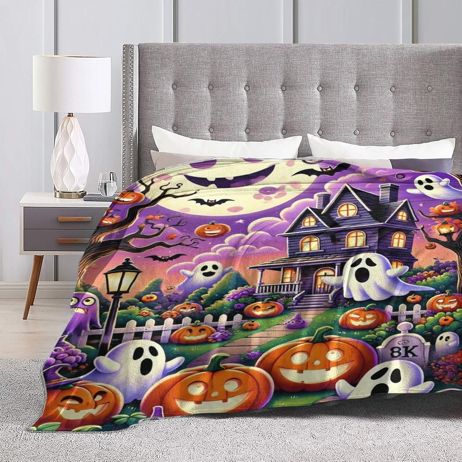 Halloween Pumpkin Blanket,Fall Halloween Throw Blanket Gifts for Women,Cozy Soft Flannel Fleece Quilt for Home Living Room Couch Bed Chair or Dorm Decor 60"x80"