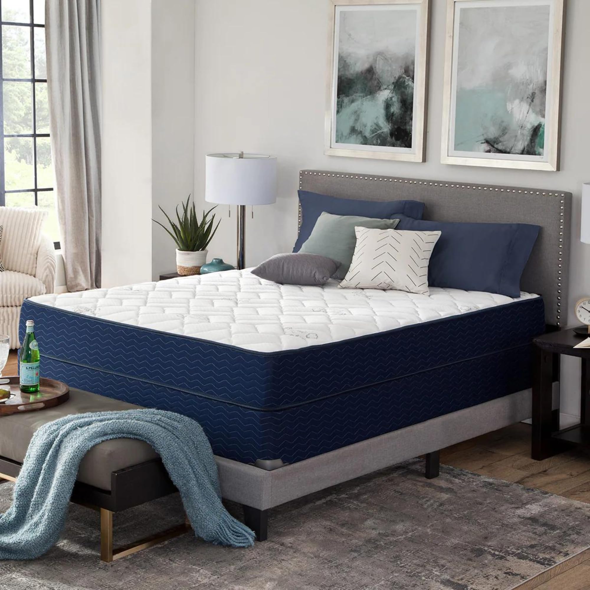 SomosBeds Berwyn Firm King Size Mattress for King Beds - Firm Gel Foam and Wrapped Coils Hybrid Mattress - Supportive and Comfortable