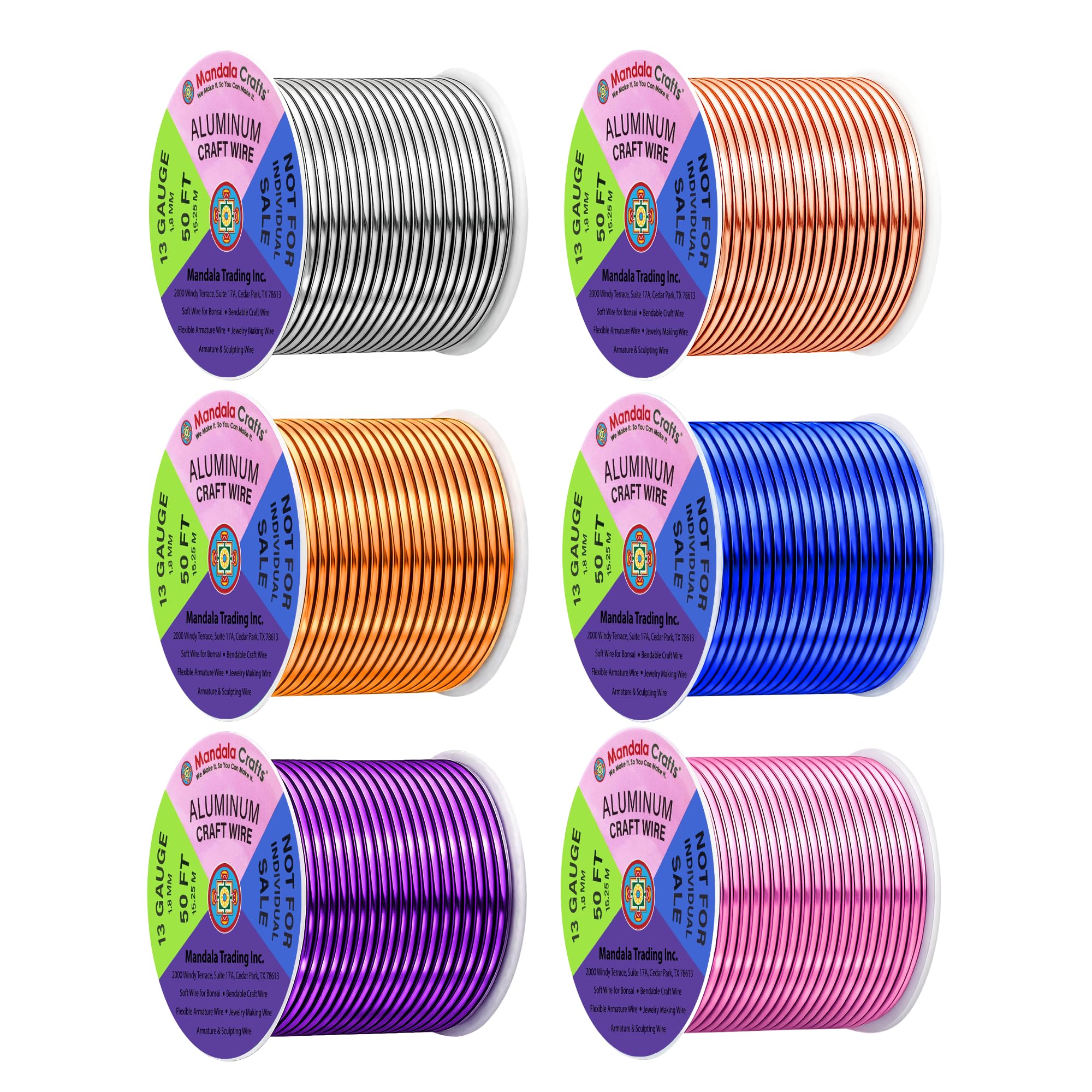 Mandala Crafts 13 GA Gold Blue Purple Assorted Anodized Aluminum Craft Wire