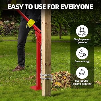 T Post Puller Fence Post Puller Heavy Duty Fence Post Puller with Lift Chain & T Post Puller Plate Puller T Post Puller for Round Fence Posts T Stakes Sign Post & Tree Stump,النوع الأساسي