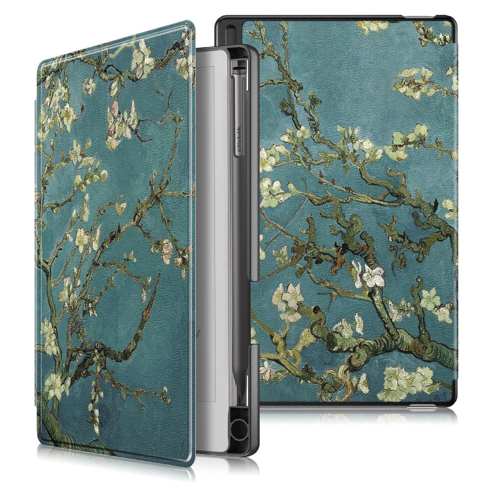 Case Compatible with Remarkable Paper Pro Move 7.3, Leather Cases, Foldable Cover, 360° Protection - Apricot Flower