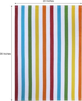 COTTON CRAFT Oversized Kitchen Towels - 4 Pack 100% Cotton Absorbent Towels | Large 20x30 Multi Stripe Basketweave Dish Towel - Reusable Low Lint Quick Dry Cooking Drying Restaurant Bar Cleaning Cloth