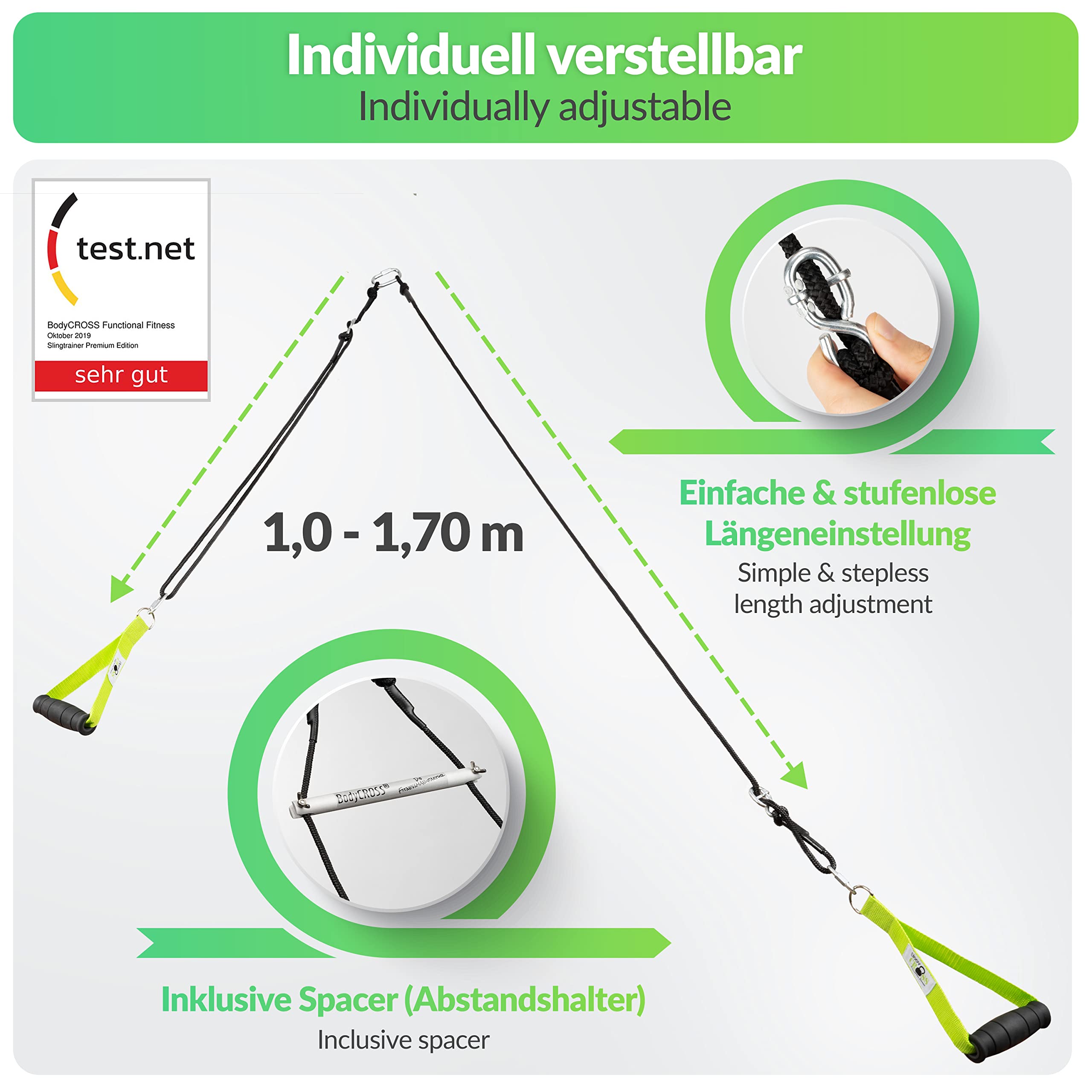 Juego Completo de Entrenamiento de Cuerda Fabricado en Alemania | Probado y Certificado | Juego de Entrenamiento de Fuerza para casa y Exterior