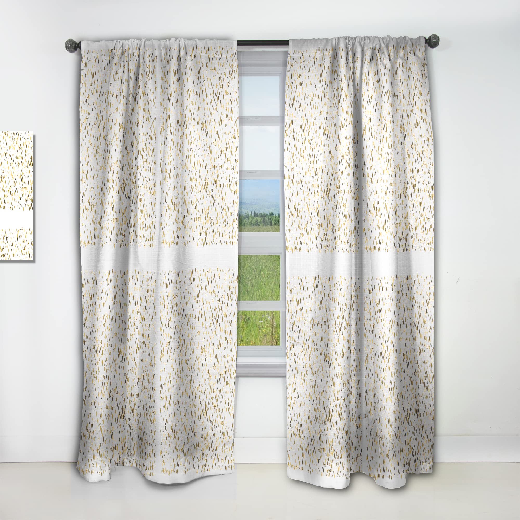 Rideaux modernes confettis dorés finitions haut de gamme style milieu du siècle