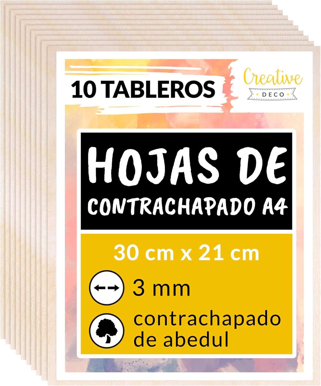 Tablero Madera Contrachapado A4 Abedul 10 uds | Creative DECO