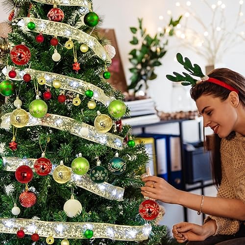 Miniatura 5 de Juego de 44 adornos de bolas de Navidad, adornos de bolas de Navidad inastillables para Navidad, vacaciones, corona y decoraciones de fiestas, con