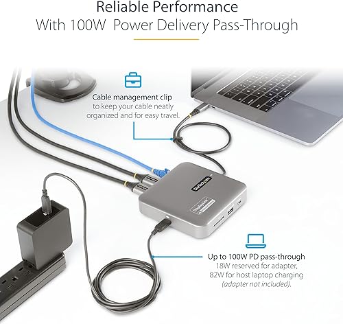 Miniatura 5 de StarTech. com Estación de acoplamiento USB C DisplayLink, Dual 4K 60Hz HDMI Hub para MacBook Pro (M1/M2/M3/M4) y Windows, USB-A/USB-C 10Gbps Hub,