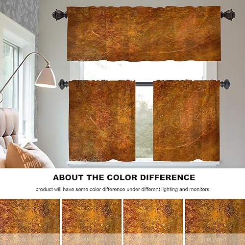 Miniatura 1155 de Cenefas de cocina modernas con patrón de cobre marrón dorado para ventanas, cenefas opacas abstractas de marcas de arañazos y cortinas opacas