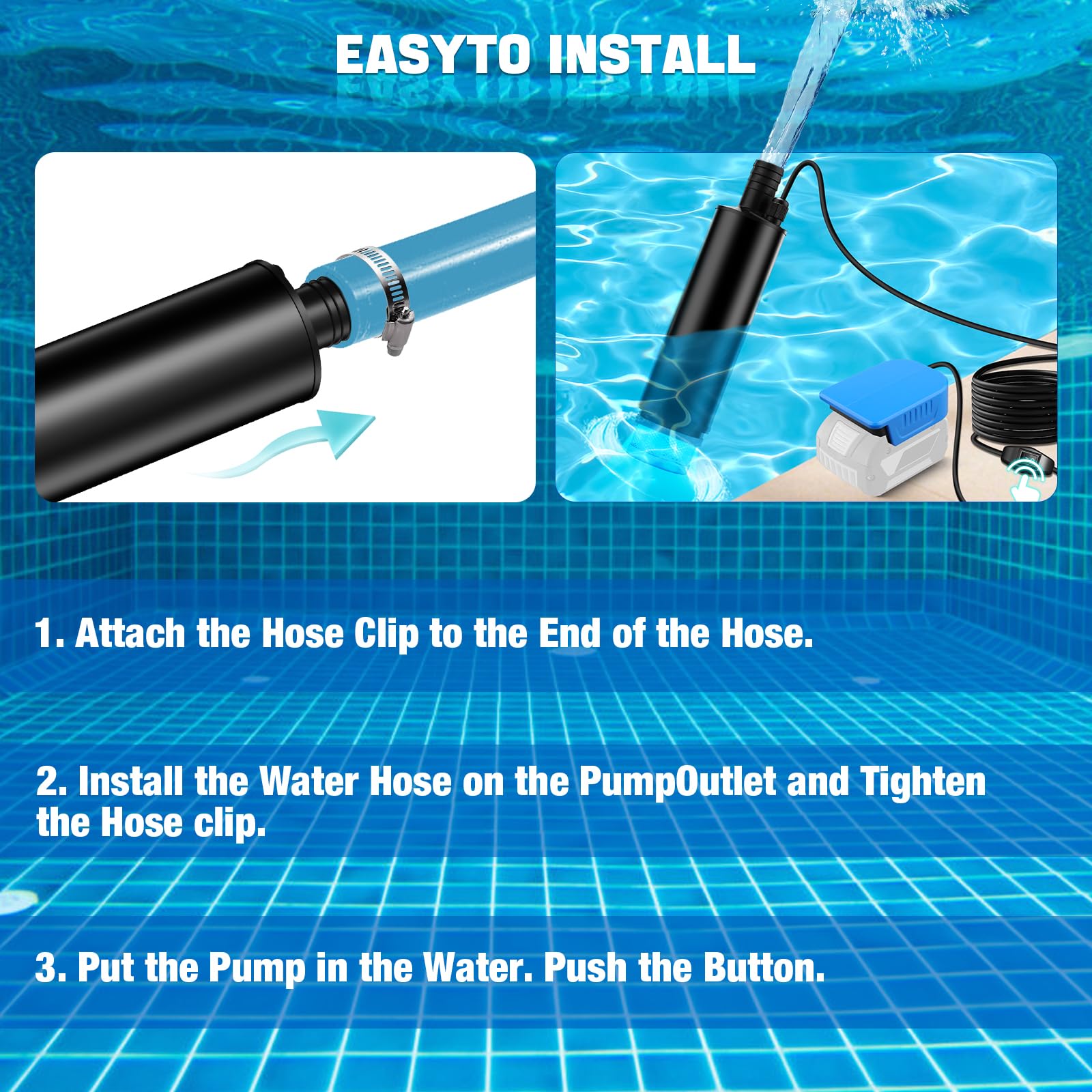 Pompe à Eau Portable Pour Bosch Professional 18 V Système GBA