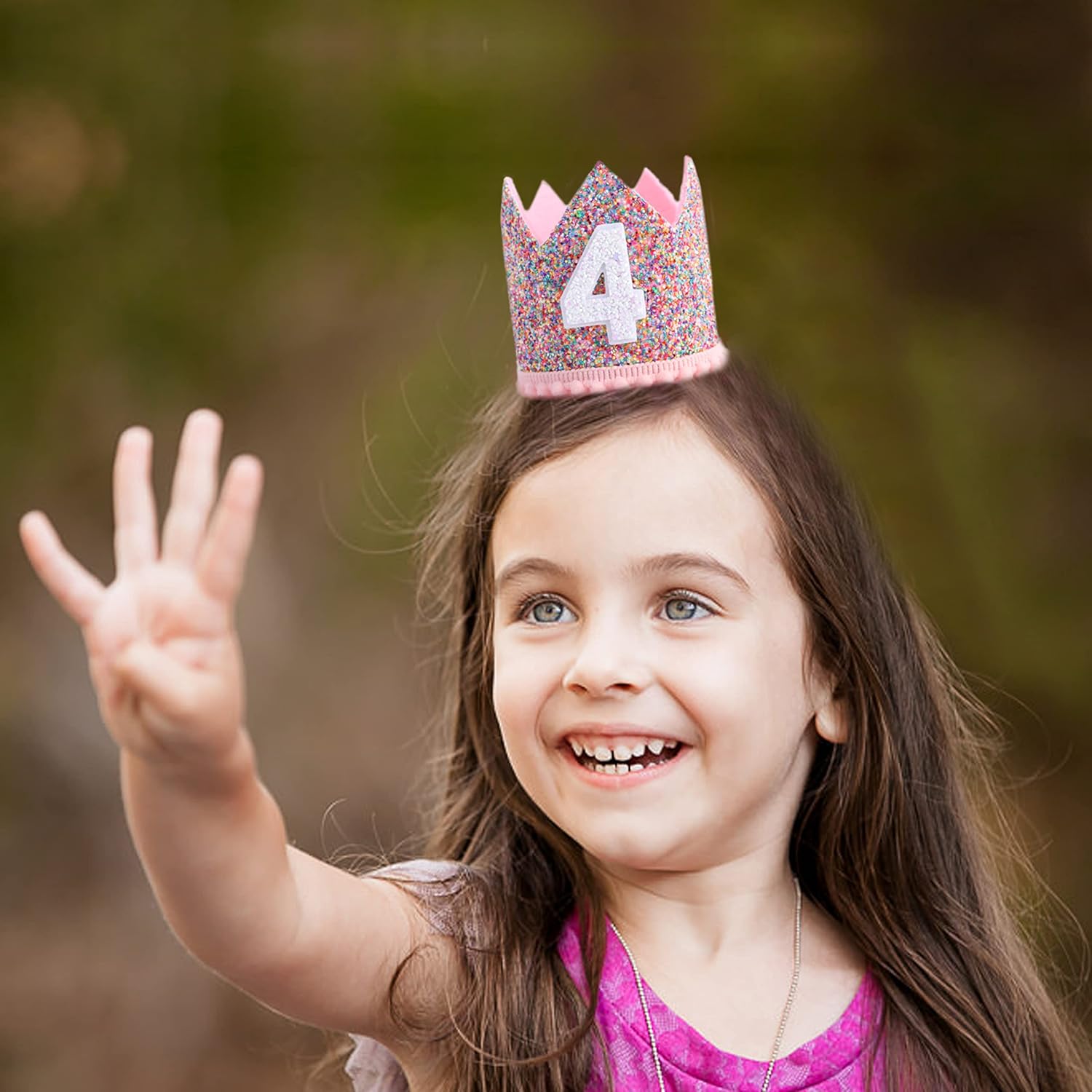 Rainbow Crown - 4th Birthday Party Glitter Crown, Kids Birthday Hats, Baby Photo Props, Little Girls Hair Accessories