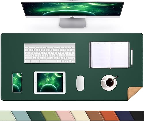 Protector de escritorio de cuero, tapete de escritorio grande con corcho natural y piel sintética, alfombrilla para mouse, alfombrilla de escritorio