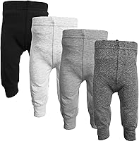 123 Bear Soft Cotton Spandex Infant Toddler Pants Multipack - Unisex Boys Girls Leggings, Tagless, 4-Way Stretch