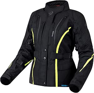 Textile Motorradjacke für Frauen. Ellbogen und Schultern mit  Protektoren