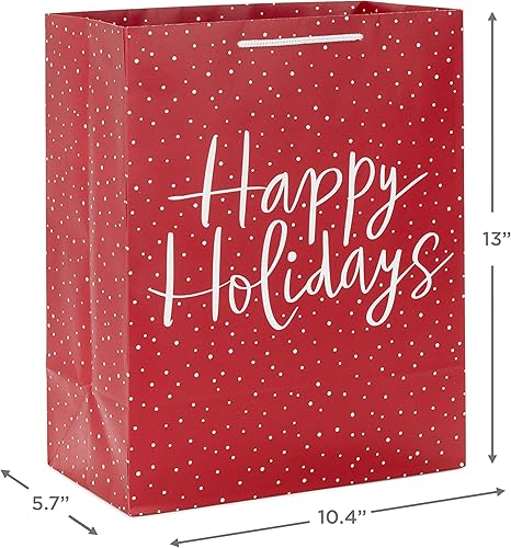Miniatura 3 de Hallmark Paquete de bolsa de regalo de Navidad grande de 13 pulgadas (3 bolsas corona de alegría en gris, Papá Noel rústico con árbol, felices