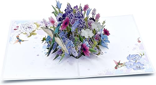Miniatura 4 de Floral Symphony A Hummingbird Pop-Up Tarjeta de felicitación, tarjeta de cumpleaños, tarjeta del día de la madre, todas las ocasiones