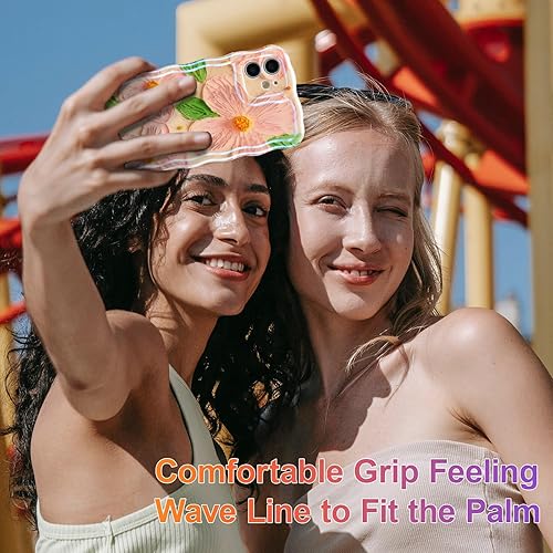 Miniatura 121 de EYZUTAK - Funda protectora de TPU para iPhone 15, estilo retro colorido, diseño láser brillante de pintura al óleo, estampado floral, borde