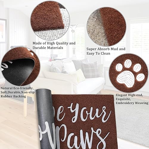 Miniatura 4 de AAZZKANG Tapete divertido para puerta de perro con parte trasera de goma antideslizante, absorbe el barro, fácil de limpiar, tapete para puerta