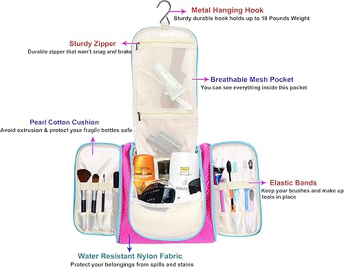 Miniatura 2 de bolso para baño premium - organizador para viajes - gancho para colgar duradero - perfecto para accesorios, cosméticos, artículos personales,