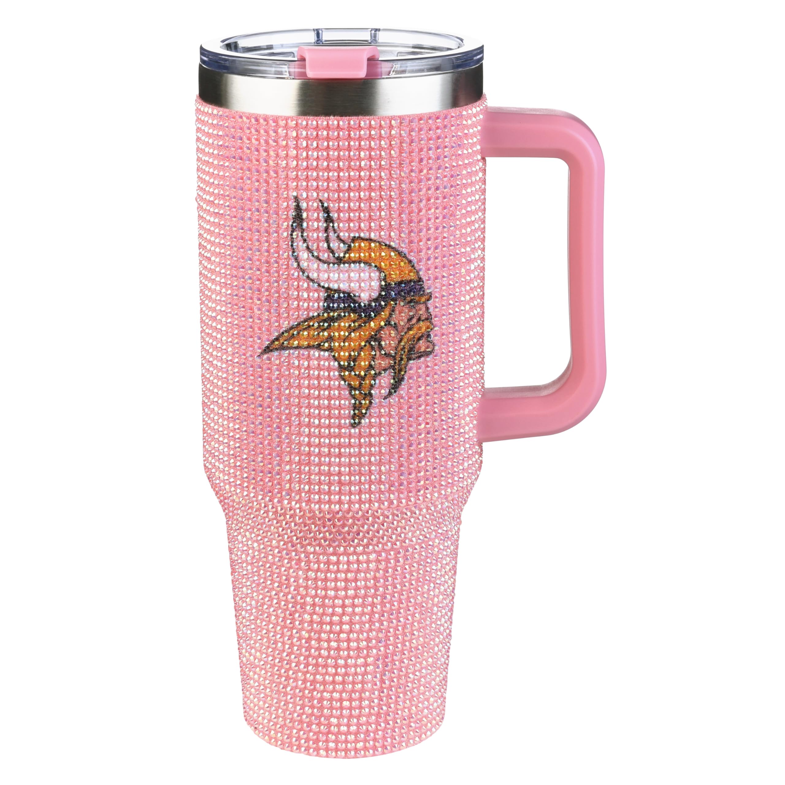 The Memory Company Officially Licensed 40oz Pink Bling Game Day Tumbler, Minnesota Vikings