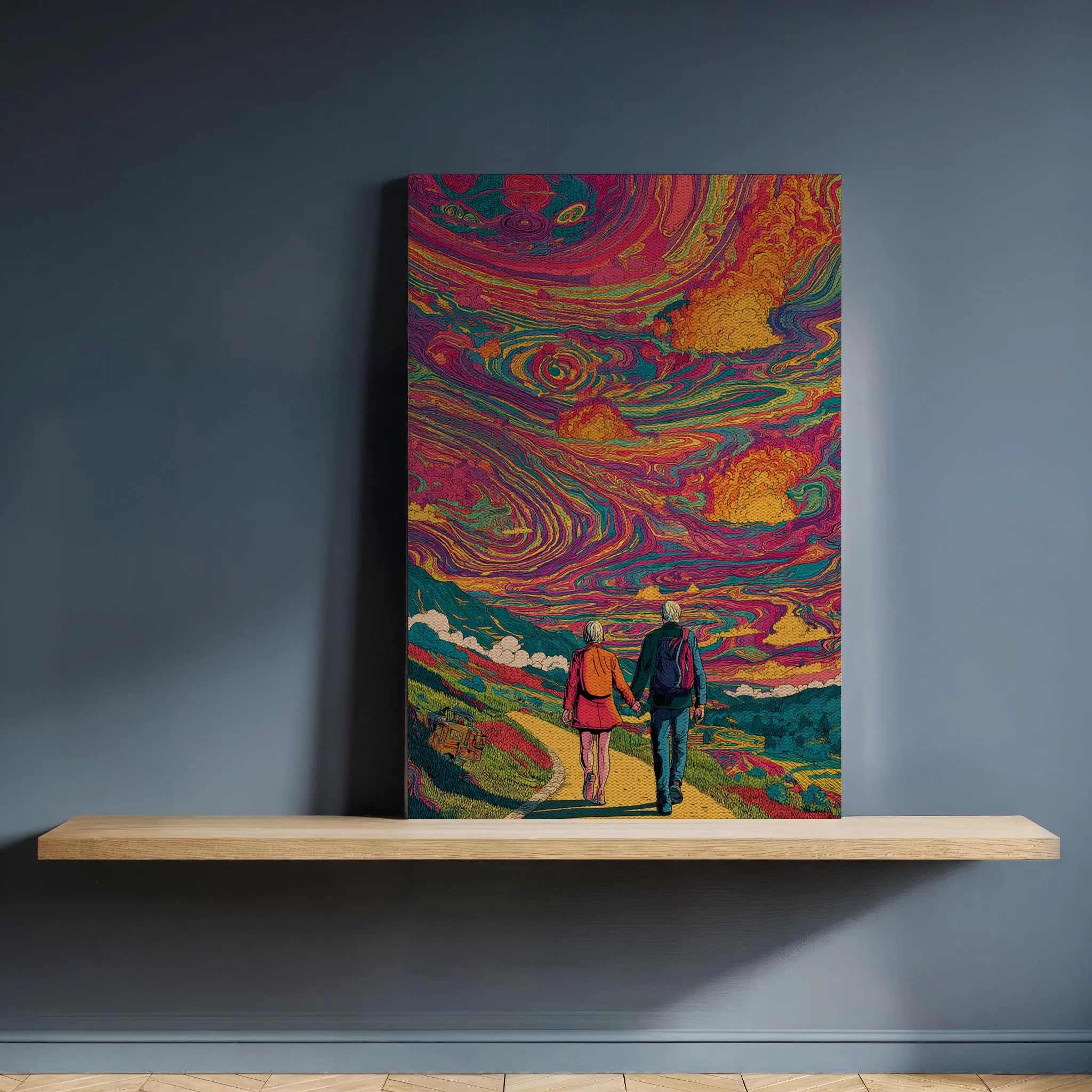 ZBNCQDWD Psychodeliczne płótno sztuka ścienna surrealistyczny zachód słońca