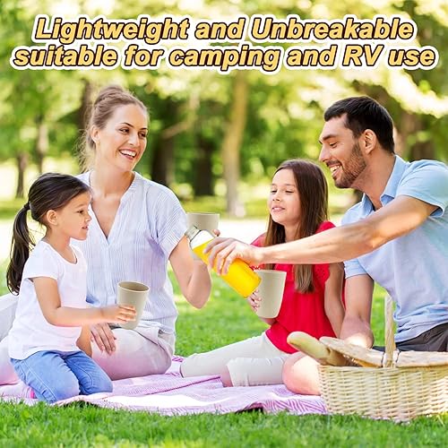 Miniatura 7 de PYRMONT Juego de 6 vasos de paja de trigo irrompibles de 16 onzas para niños, aptos para cocina, lavavajillas y microondas, sin BPA