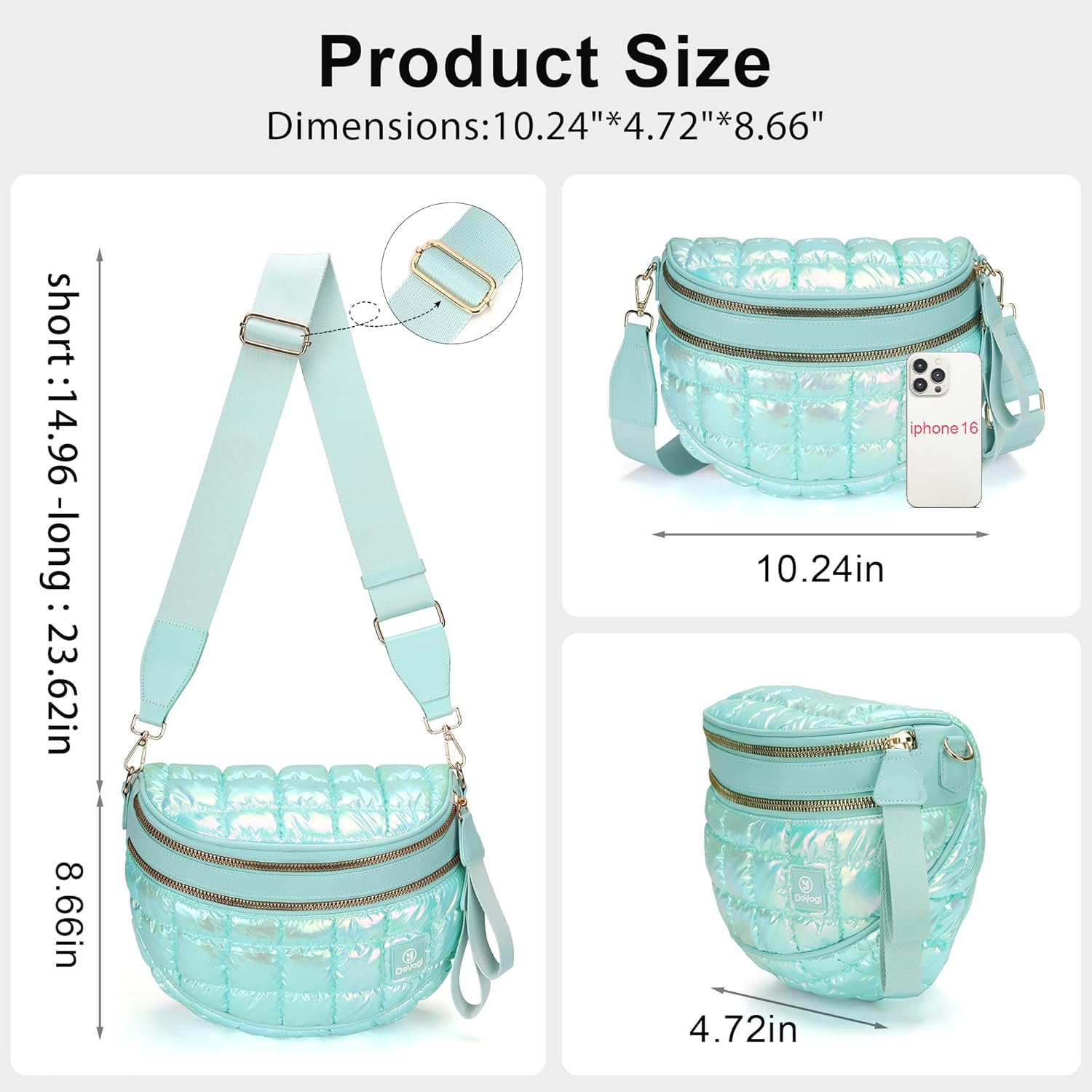 Puffer Crossbody Bum Bags for Women Puffy Checkered Purse Quilted Fanny Pack - Image 3