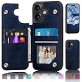 DJDUCK Designed for iPhone 16 Case Wallet with Card Holder, [Magnetic Clasp Cover] [RFID Blocking Leather Protection] Shockproof Women Men Cases 6.1 Inch for Apple 16 Dark Blue