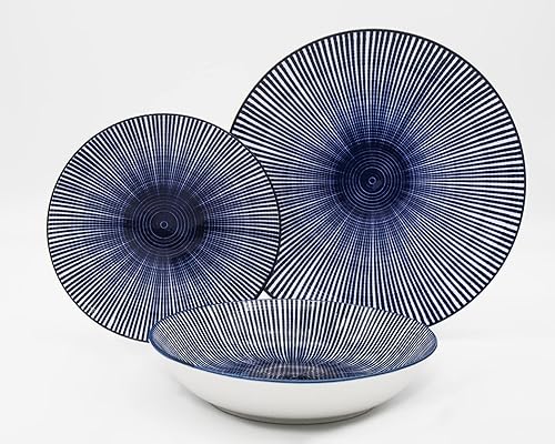 Godinger Banbury - Juego de vajilla de porcelana de porcelana plato de ensalada cuenco de sopa juego de 12 piezas