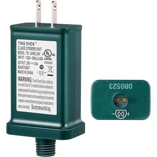Enhon 29V LED Power Supply, UL Certification LED Transformer Replacement Class 2 Power Supply, Low Voltage Transformer US Plug Adapter for Christmas Tree Light, Green, Right Positive(TS-26WL29V)