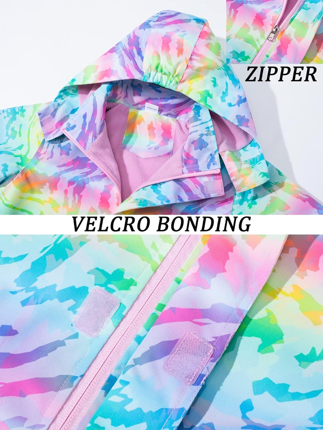 Girls Hooded Rain Jacket Waterproof Raincoat Fleece Lined Coat for Kids - Image 4