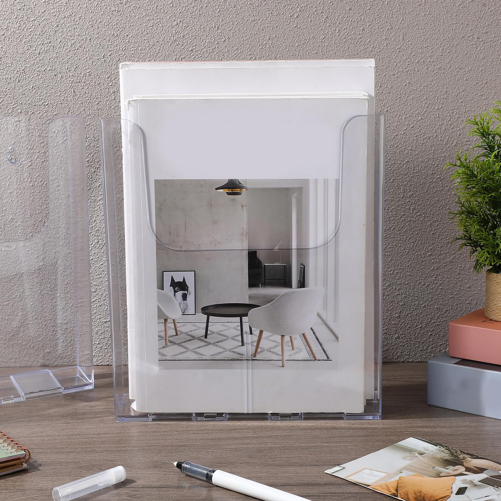minkissy 2 Piezas Soporte de Pared para Acrílico Transparente Folletos A4
