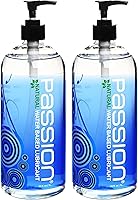 PassionLube Natural Water-Based Personal Lubricant Twin Pack - Premium Non-Sticky, Easy-Clean Formula, 34 Fl Oz (2 Pack)
