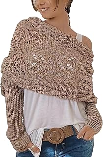 Womens knitted double sleeve scarf with sleeves Knitted cable wrap, shrugs for women, knitted wrap
