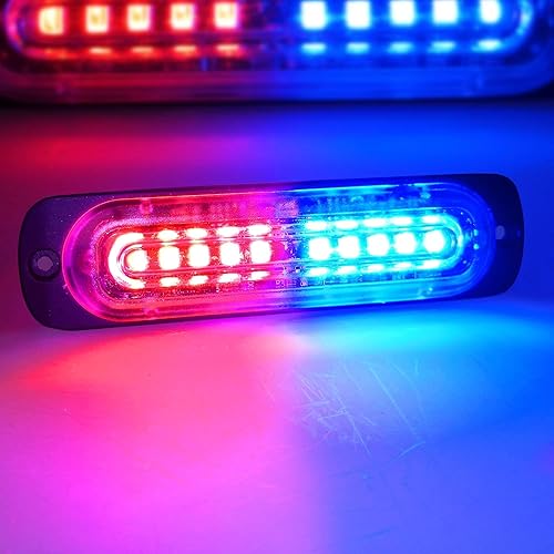 Miniatura 4 de Paquete de 4 luces LED estroboscópicas ultra delgadas de 4.4 pulgadas, 10 luces LED estroboscópicas de montaje en superficie de emergencia (rojoazul)