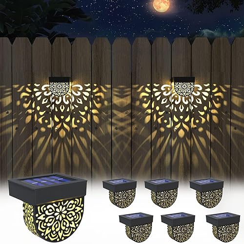 Solar Fence Lights Wall lihgts Outdoor Decorations 6 Pack Solar