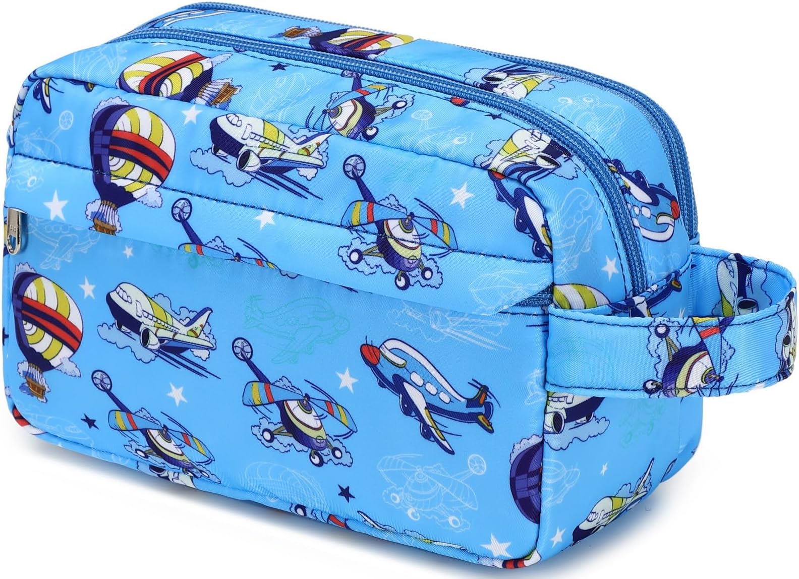 CAMTOP Travel Toiletry Bag for Kids Cute Toiletry Bags for Boys Girls Waterproof for Toiletries Accessories Bathroom Stuff, Airplane-Blue, Toiletry Bag