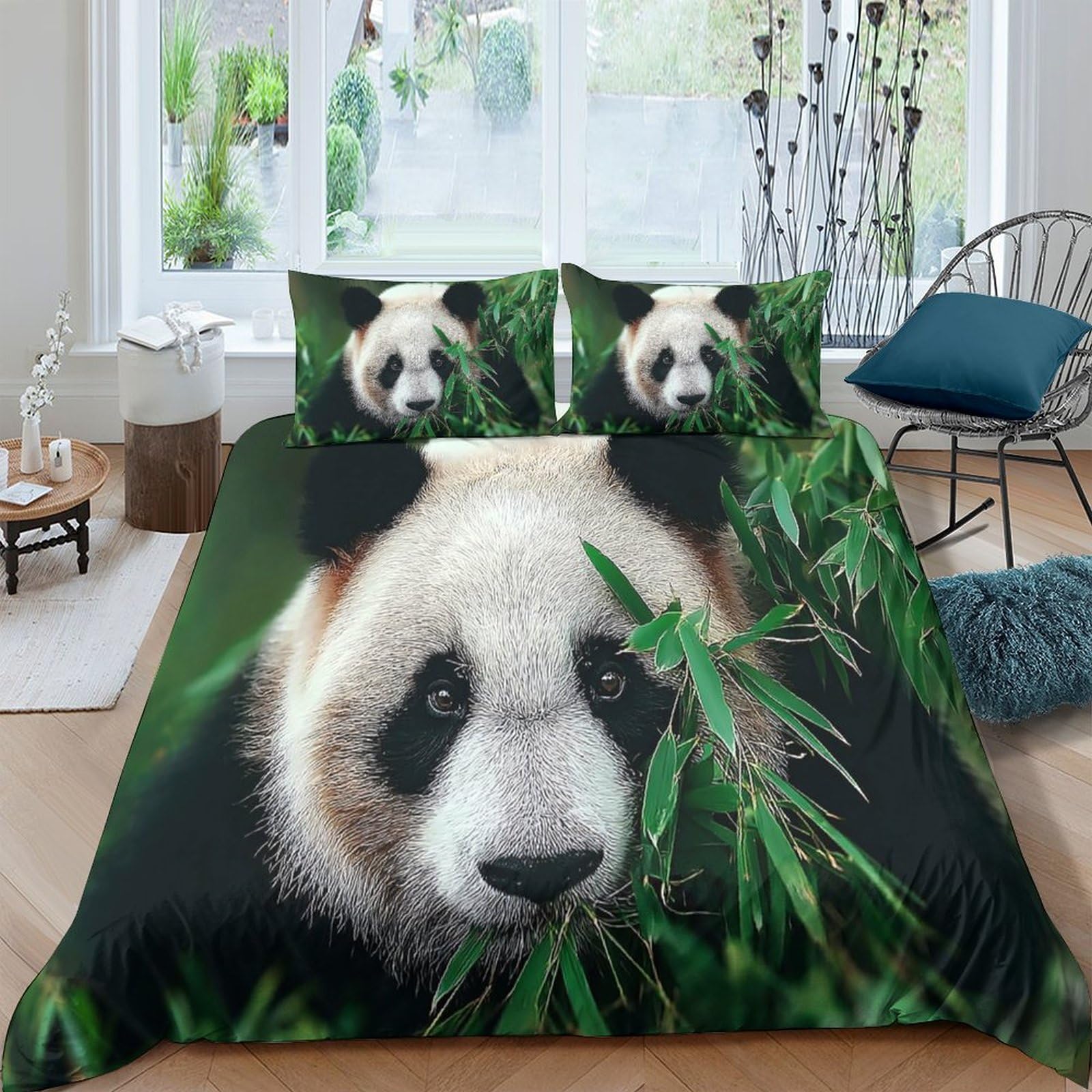 Ctjqhvkz Style-1 3D Printed Panda Bamboo Fitted Sheet Microfiber Anti-Slip Breathable Bed Cover For Bedroom Guest Room Easy Care Decor Single（135X200cm）