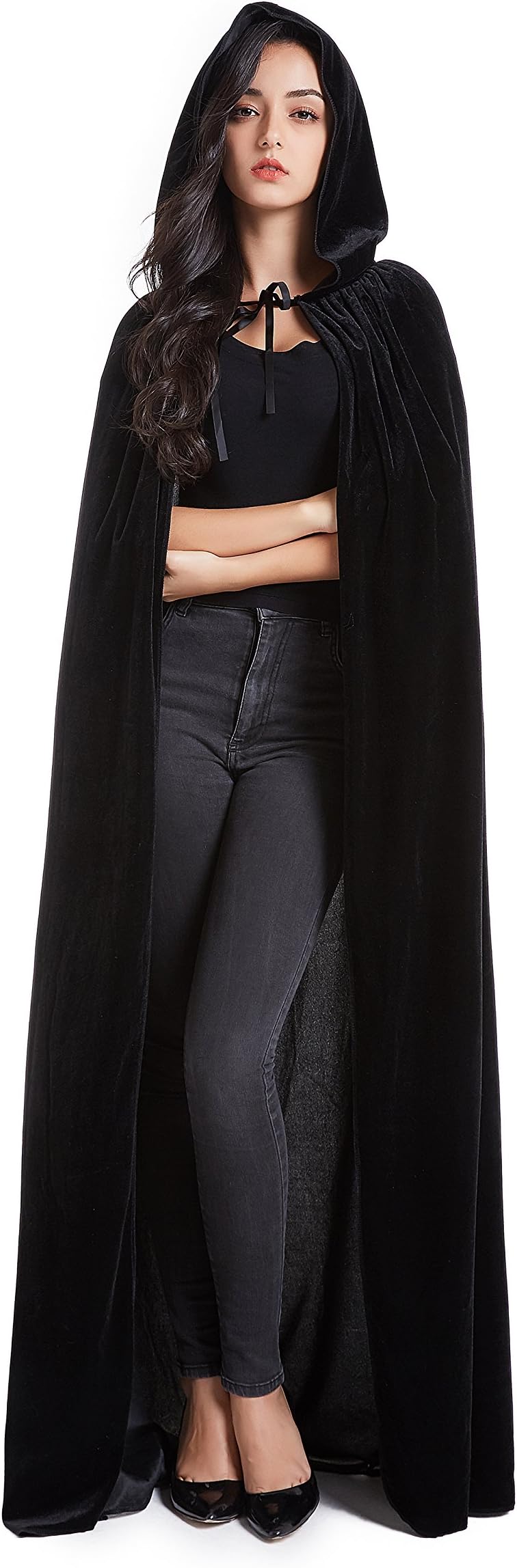 Unisex Halloween Costume Cape Hooded Velvet Cloak for Men and Womens