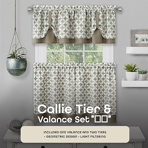 Miniatura 9 de Achim Home Decor - Juego de cortinas para ventana, 58 pulgadas de ancho, 24 pulgadas de largo, estampado callie (especiasbronceado), lavable a