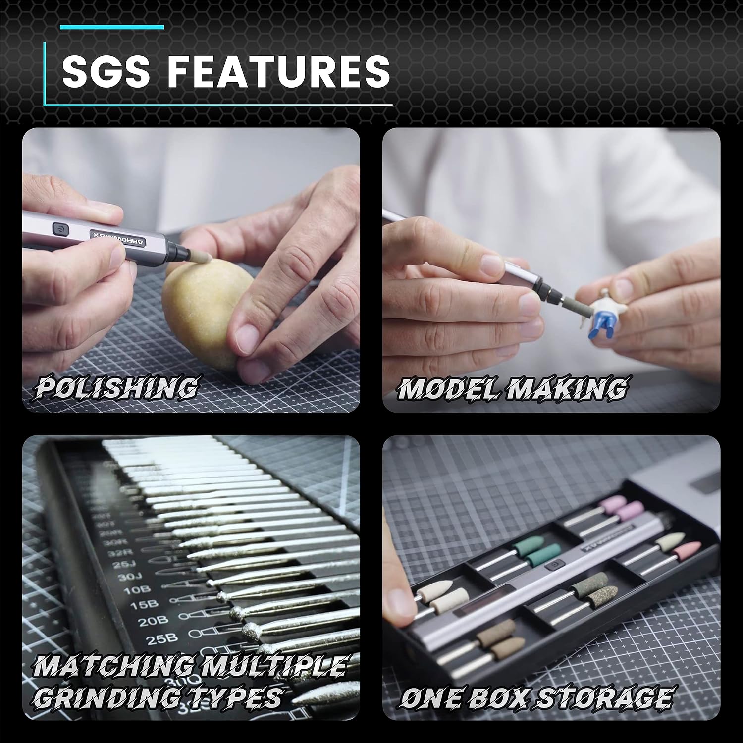 Collection of 30 engraving bits and 12 polishing bits for the ARROWMAX SGS PRO.