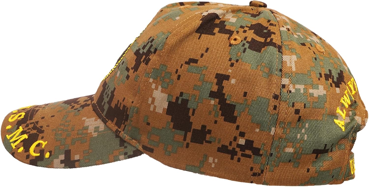 Marine Corps Camo Cap Military Style Baseball Hat, Adjustable Comfortable Fit for Outdoor & Everyday Wear Officially Licensed