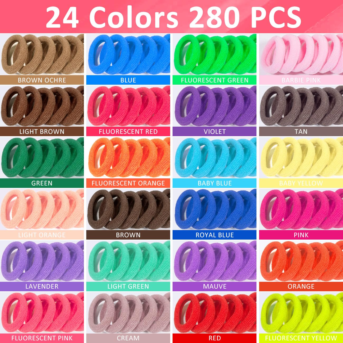 Baby Hair Ties Toddler Hair Accessories, 292PCS Ponytail Holders Hair Ties for Girls Kids Elastic Hair Bands with Organizer Box (24 Colors)