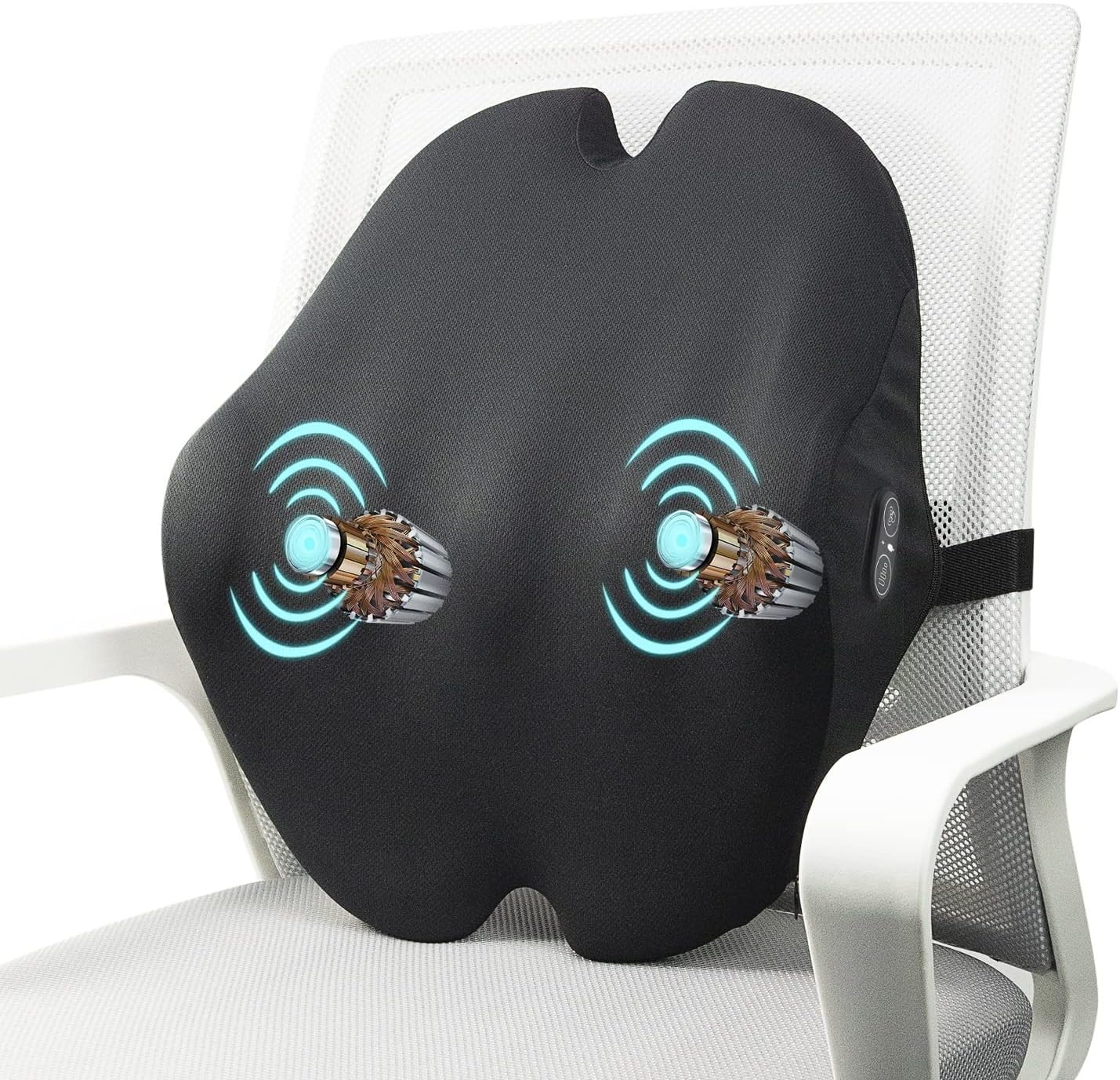 Vibrating Lumbar Support Pillow, Back Support Pillow with Vibrating Motors for Back Pain Relief, Ergonomic Design with Adjustable Strap for Home Office Chair, Gaming Chair, Car Seat, Plane Vibrating Lumbar Support Pillow, Back Support Pillow with Vibrating Motors for Back Pain Relief, Ergonomic Design with Adjustable Strap for Home Office Chair, Gaming Chair, Car Seat, Plane