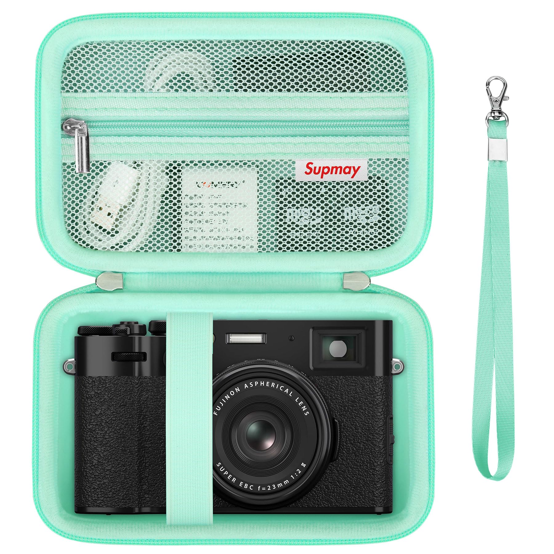Supmay Hard Travel Case for FUJIFILM X-E5 / X100VI / X100V Digital Camera, Digital Camera Storage Case With Mesh Pocket for Batteries, SD Card, USB