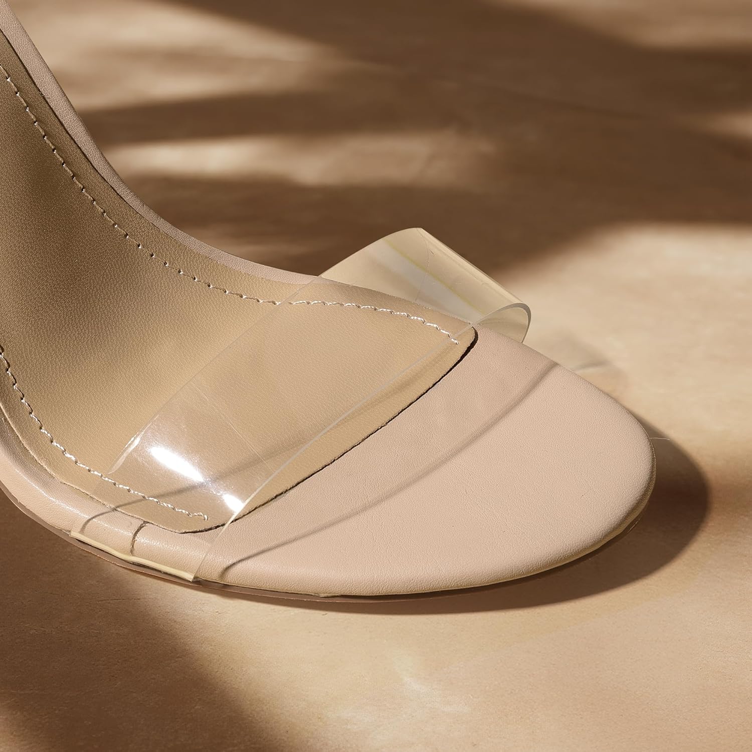 JustFab Women's Clear Chunky High Heels Sandals with Open Toe Ankle Strap Block Heels for Women Clear Shoes Dressy Perfect for Party and Dress Pumps - Hanna (recommend 1/2 size up) - Image 7