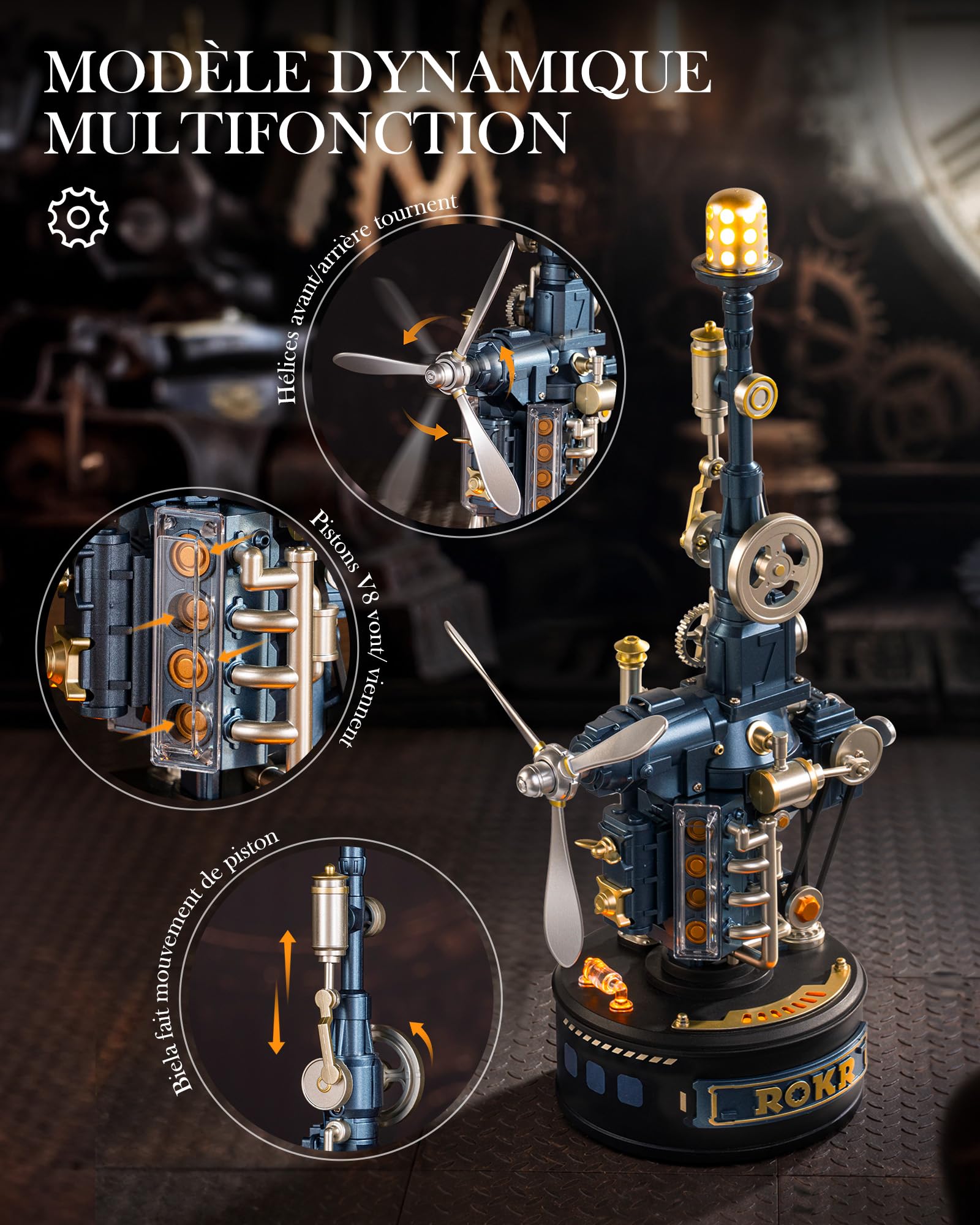 ROKR Puzzle 3D Modèle de Montage Mécanique Tour Balise, Maquette en Plastique Métal a Construire Adulte, Cadeaux DIY à Thème Industriel (Beacon Tower) CGL04