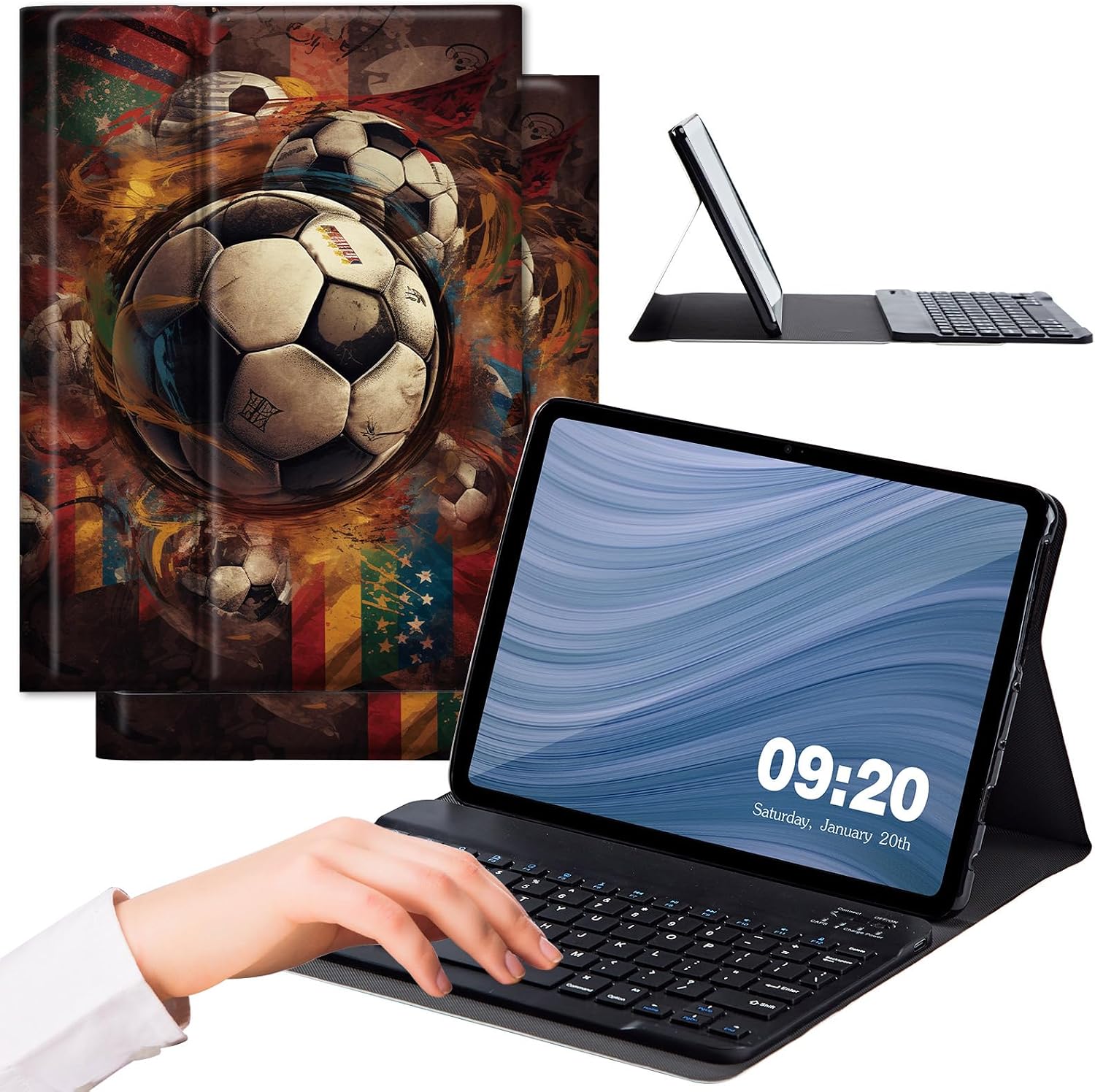 for Samsung Galaxy Tab A8 10.5 Case with Keyboard, Strong Magnetic Sealing Detachable Bluetooth Wireless Keyboard Leather Cover for Samsung Galaxy Tab A8 Case, American Flag Eagle